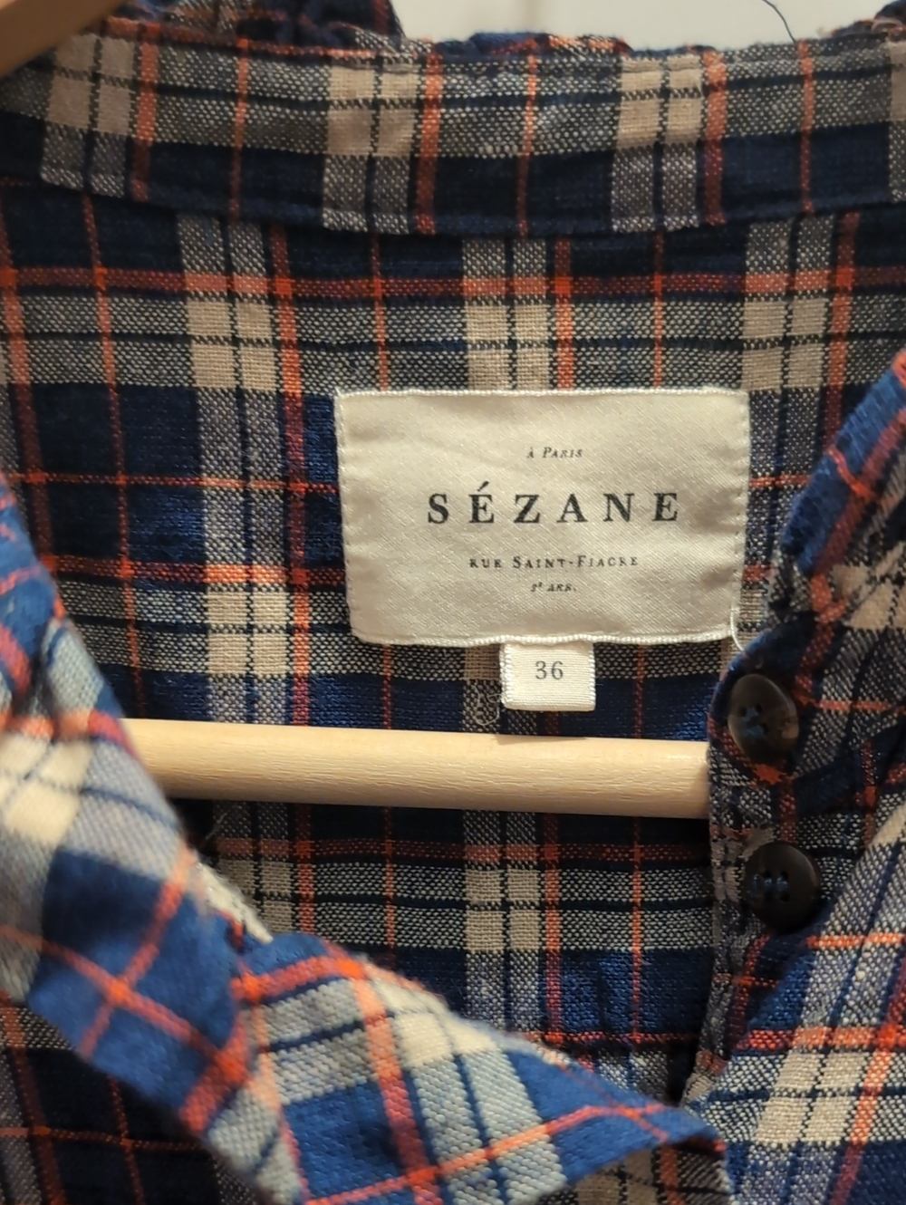 Sézane Chloé Plaid Top, Size 36 - Picture 2 of 13